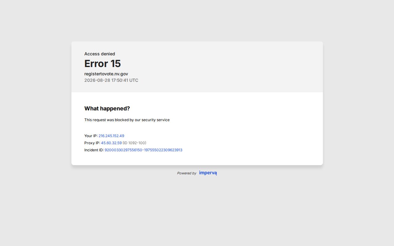 Carson City residents directory Nevada voter registration verification screen